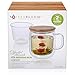 Teabloom Tea-For-One Brewing Mug Gift Set – Large Insulated Double Wall Glass Mug (15 oz), Glass Infuser, Lid/Coaster – For Loose Leaf Tea – 2 Blooming Teas Included