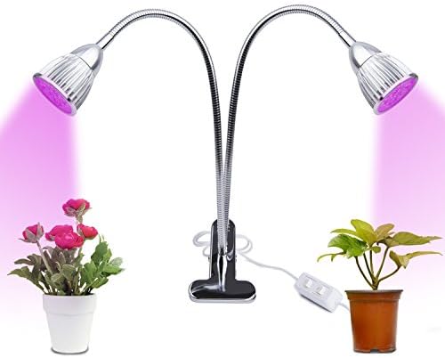 LIFU Dual Head LED Grow Lights - 2018 Upgrade Version 10W Desk Clip Grow Lamp 360° Flexible Gooseneck with Separate Control Switches Full Spectrum for Indoor Plants and Hydroponics