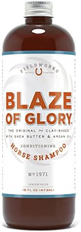 Organic Concentrated Natural 2 in 1 Horse Conditioning Shampoo Detangles Creates High Shine Whitens, Deodorizes, Moisturizes, Anti-Fungal Bio-Degradable. Long-Lasting Breeder Approved. Blaze of Glory.