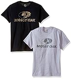 Mossy Oak Men's 2-Pack Short Sleeve Tees, Sport Grey/Black, Large