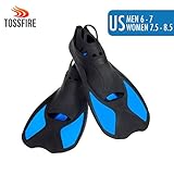 Swim Fins Short Floating Training Swimming Fins for Men 6-7 Women 7.5-8.5 US Size Ankle Width 2.9 Inch Rubber Flippers for Swimming Scuba Diving Snorkeling Watersports – Blue