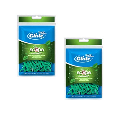 Glide Dental Floss Picks Plus Scope Outlast, Long Lasting Mint, 75 Dental Floss Picks - Pack of 2 - //coolthings.us