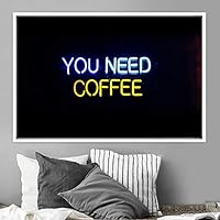 Framed Canvas Wall Art Illuminated Words 3D Industrial Inspirational Multicolor Neon Pop Art Quotes Typography Urban - 16x24 inches