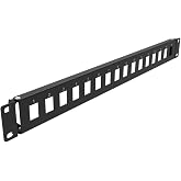 QiaoYoubang 1U Hinged 16 Port Blank Keystone Patch Panel, Steel | for 19 inches Rack Mount (1U16Holes)