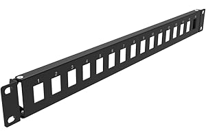 QiaoYoubang 1U Hinged 16 Port Blank Keystone Patch Panel for 19 inches Rack Mount (1U16Holes)