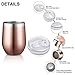 YIIOJUU Insulated Stemless Wine Tumbler with Spill Proof Lid, Dishwasher Safe, Rose Gold Double Wall Stainless Steel Wine Tumbler with Lid for Keeping the Red Wine and Coffee Cold or Hot, 12oz