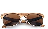Handmade Wooden Sunglasses Semi-Rimless Brown Zebrawood Polarized by Woodju