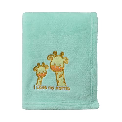 light Baby Blanket Green Giraffe