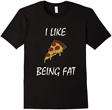 Men's I like being fat slice of pizza shirt Large Black