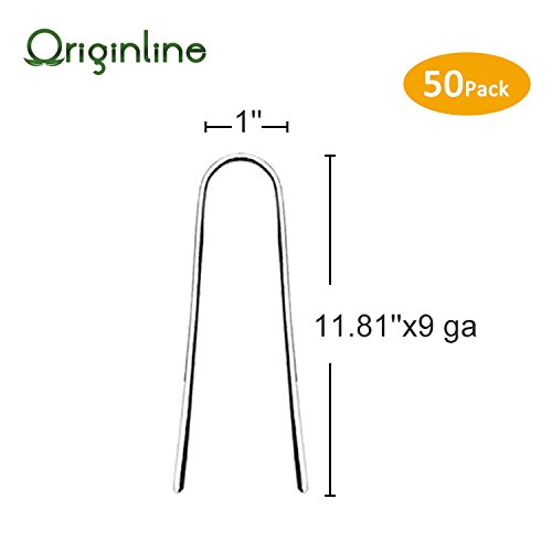 Originline 11.81" High Garden Pin,Landscape Staples Fabric Stake Pins,Weed Ground Cover Pegs,50Pack