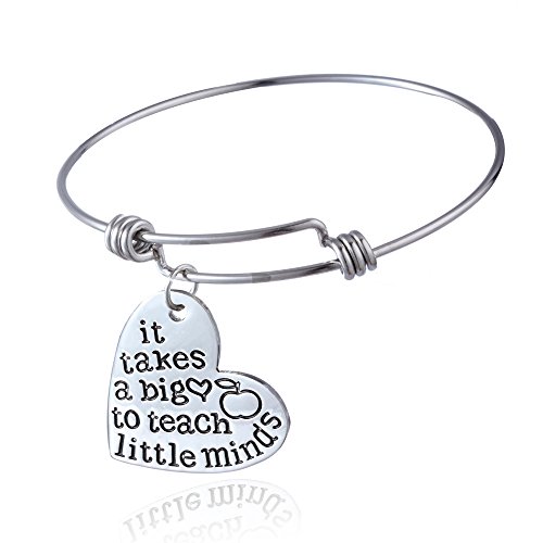 Term Begins/end Teachers Gift Bangles It takes a big heart to teach little minds Expandable Bracelets New (Style A)