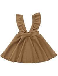 XARAZA Toddler Kids Baby Girls Braces Tutu Skirt Dress Outfit Clothes (Brown, 4-5 T)