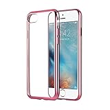 iPhone 7 Case - Rose Gold - Stylish and Slim Fit - Crystal Clear Soft TPU Flexible Back Cover with Electroplating Frame - 4.7 inches