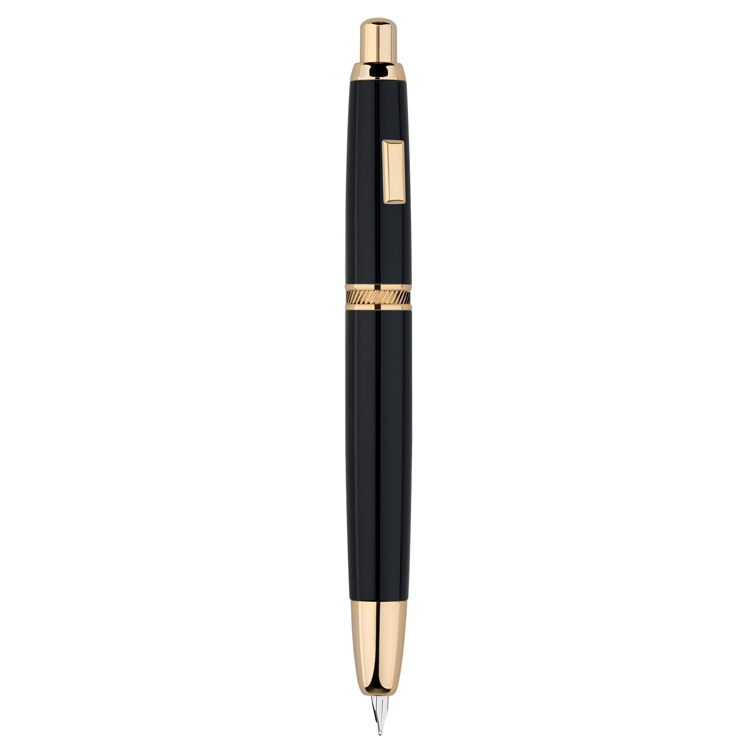 Majohn A1 Press Fountain Pen with Fine Nib and Converter Retractable Writing Set Black Gold (Clip Version)