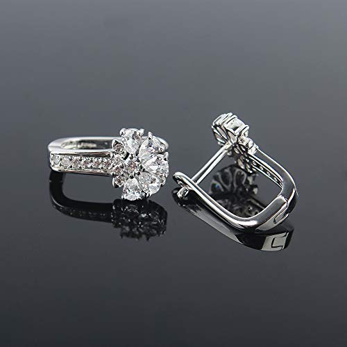 925 Sterling Silver Small Hoop Earrings Cubic Zirconia cartilage, Cubic Zirconia Cuff Earrings Huggie Stud, Gold Plated Huggie Earrings for Women Hypoallergenic (Big CZ-Silver)