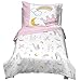 Carter's Whimsical Princess Tales 4 Piece Toddler Bed Set with Comforter, Fitted Bottom Sheet, Flat Top Sheet and Standard Pillowcase, Pink and White