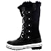 Polar Products Womens Snow Boot Nylon Tall Winter Fur Lined Snow Warm Waterproof Rain Boot - Black - 8-39 - CD0025