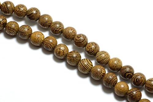 Wenge Wood Beads in 8mm, Round, 16" Inch Strand, Partridge Wood Pattern, Yoga and Meditation Beads, Mala Prayer Beads #SD-S7747
