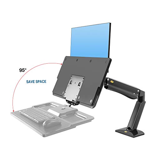 NB North Bayou Sit Stand Desk Converter Monitor Desk Mount Height Adjustable Standing Desk Workstation for 24''-35'' Monitor Computer Monitor Mount Arm with Keyboard Tray ï¼ˆBlack)