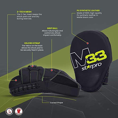Starpro-manoplaos-de-Boxeo-Almohadillas-de-Enfoque-Curvado-Almohadillas-de-Entrenamiento-Guantes-de-Gancho-y-jab-Kick-Boxing-Artes-Marciales-de-Boxeo-Muay-Thai-Paos-de-Boxeo-Piel-sinttica-Resistente