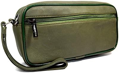 Lunatik Men's Classic Genuine Leather Cash Pouch Gents Stylish Multipurpose Travel Money Carrying Bag Organizer compartments & Zip for Office Professional, Business Executive (Small, Green)