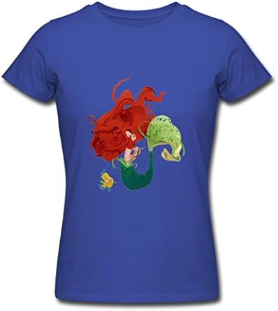 ZHEDZU Women's The Little Mermaid Poster Cool T Shirt Cotton Royal blue XXL