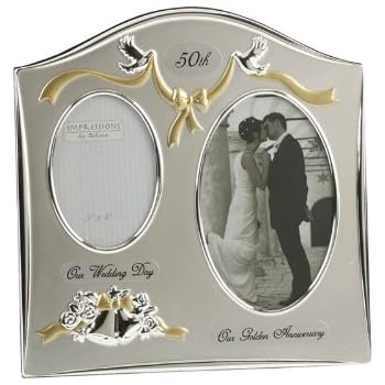 Juliana Two Tone Silver Plated Wedding Anniversary Photo Frame - 50th Golden