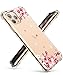 GVIEWIN Compatible with iPhone 11 Pro Case,Clear Flower Design Soft & Flexible TPU Ultra-Thin Shockproof Transparent Bumper Protective Cover, Case for iPhone 11 Pro 5.8 Inch 2019 (Peach Blossom/Pink)