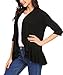Mofavor Women's Casual 3/4 Sleeve Draped Ruffles Open Front Knit Cardigan