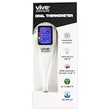 Vive Precision Digital Oral Thermometer - Axillary Temperature Fever Thermometer - Electronic Basal Monitor is Fast, Quick Reading, Accurate, Waterproof - Medical Fever Detector - Babies and Adults