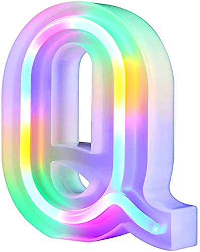 Nordstylee Light Up LED Letters Lights,Neon Letters Night Lights for Wall, Birthday Party, Christmas, Wedding Decoration-Colorful Letters (Q) — image 1