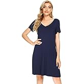 BambooBud Women's Loose Comfy Nightgowns Soft Sleep Shirts Viscose from Bamboo Gowns Short Sleeve Pjs Dress S-XXL