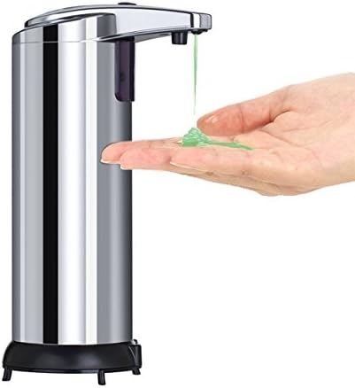 KJ Home 9.5oz Automatic Touchless Soap Dispenser for Kitchen Bathroom Stainless Steel (Silver)