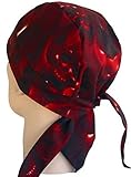 Sparkling EARTH Skull Cap Biker Caps Headwraps Doo Rags - Ghost Skulls/Red