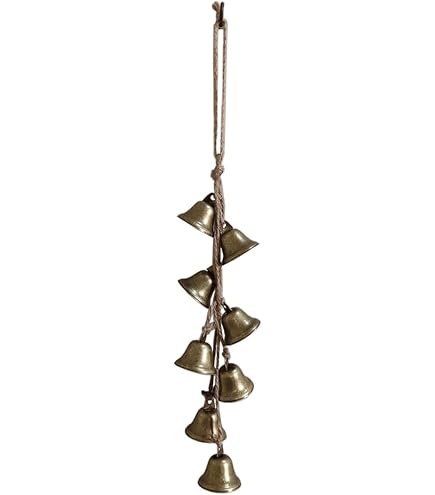 2-Pack Witch Bells For Door Knob – Brass-Colored Iron Bell Strings With 8 Bells Each, Vintage Boho Home Protection & Wind Chime Decor