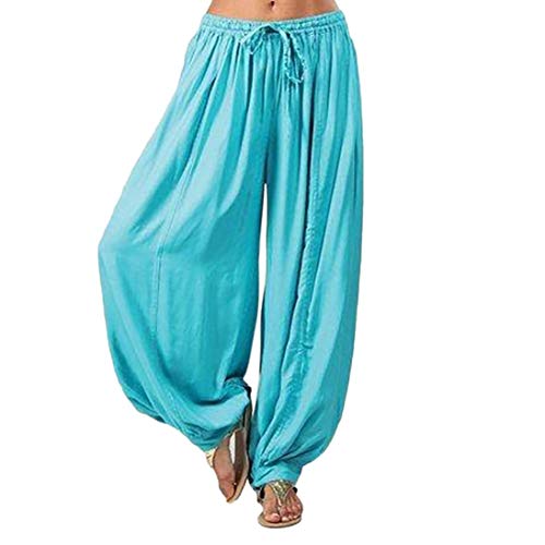 Pants For Women, Clearance Sale! Pervobs Women Loose Elastic Waist Harem Pants Yoga Bloomers Pants Trousers(3XL, Blue)