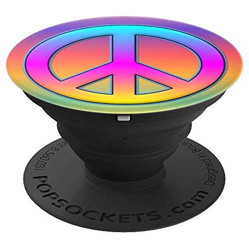 Colorful Retro, Peace Sign Hippy 60's Style Pop-Socket