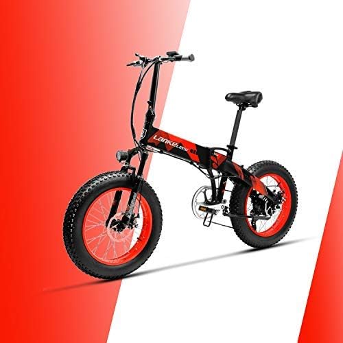 LANKELEISI X2000 20 × 4.0 Inch Big Tire 48V 1000W 12.8AH Fat Tire Aluminum Alloy Frame Pull Electric Bike Foldable for Adult Female/Male for Mountain/Beach/Snow E-Bike