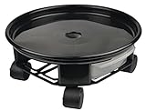 LUXEHOME Natural Resin Plant Caddy Round Plant Dolly with Universal Wheels and Water Drawer (4#)