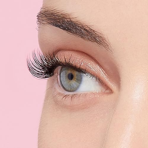 KISS imPRESS Falsies Press On Self Adhesive Eyelashes, 12mm-14mm Natural Volume Press On Lashes, Black, No Glue Needed, Invisible Band, 20 Lash Clusters & Non-Stick Applicator - Natural