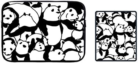 POP MKYTH Briefcase Bag Case (White and Black Panda Animal) Compatible 13 Inch MacBook Pro/MacBook Air/Computer, Nylon Protective Cover Notebook Bag Includes Non-Slip Rubber Mousepad