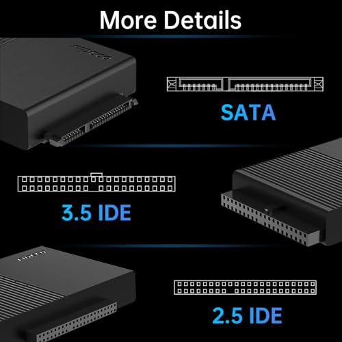FIDECO IDE and SATA Adapter, USB 3.0 Hard Drive Adapter with Power Switch, SATA and IDE Converter for 2.5 Inch and 3.5 Inch HDD or SSD, CD-ROM, CD-RW, DVD-RW Drives