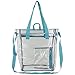 Eastsport Clear Tote Bag Stadium Approved Zipper Closure Crossbody Messenger Shoulder Bag with Adjustable Strap Shopping Festival Work, Mint Blue Trim
