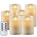 AIR ZUKER C-Cell Flameless Candles Super-Long Battery Life Dancing Flame Wax Pillar LED Candle with Timer and 10-Key Remote - Set of 6