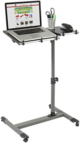 Modern Table Rolling Laptop Desk Stand with Tilting Tabletop Adjustable Height &amp; Angle Cart Notebook Mobile Over Bed Desk TV Food Tray Hospital Computer PC Portable Bed Sofa Office Home Study
