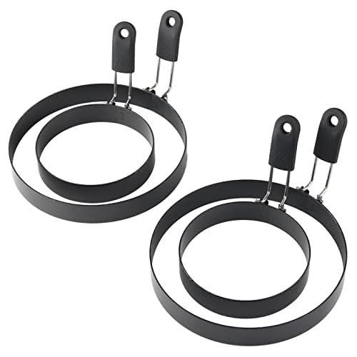 Stainless Steel Nonstick Egg Rings - 2 Pack 3.5" & 2 Pack 6" Pancake Molds