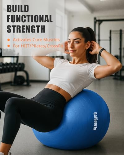 GalSports Anti-Burst Slip Resistant Stability Ball - Swiss Ball for Home Gym & Physical Therapy