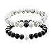 UEUC Distance Couple Bracelet His and Hers Black Matte Agate & White Stone 8mm Beads Bracelet