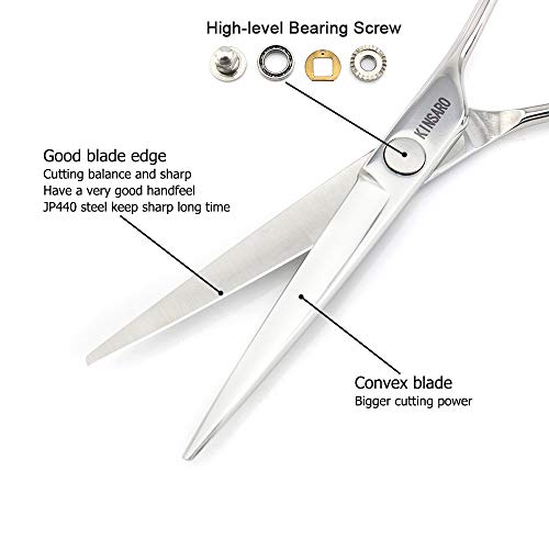 Barber Scissors Professional Hair Scissors Hair Shears Haircut Scissors 6 Inch Japan 440c Shears Convex Blade Kinsaro - Thumbnail 2