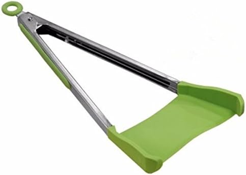 Popowbe Clever Tongs - 2 in 1 Kitchen Spatula and Tongs Non-Stick Heat Resistant Stainless Steel Frame Silicone and Dishwasher Safe large